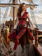 Pirate Costume Victorian Steampunk Captain Tailcoat Set - Image 11