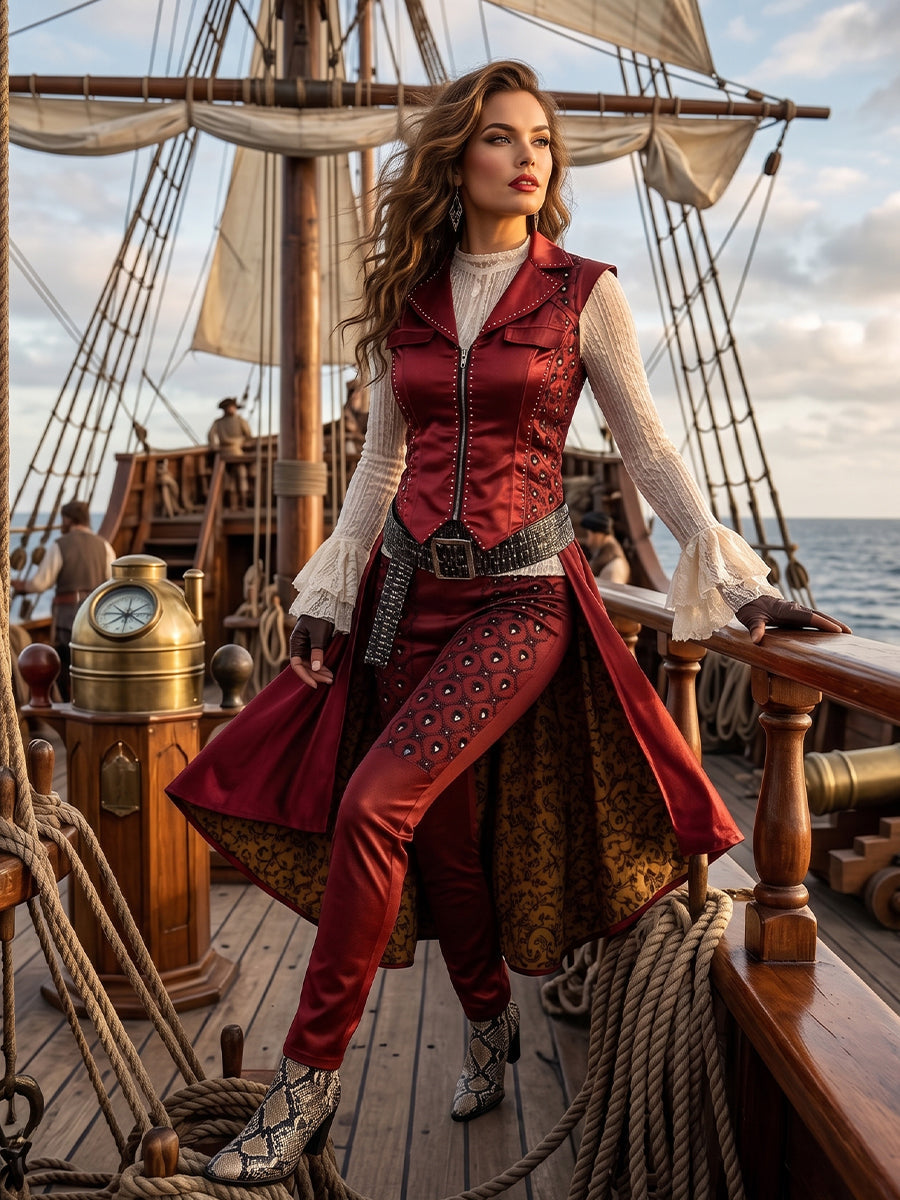 Pirate Costume Victorian Steampunk Captain Tailcoat Set - Image 11