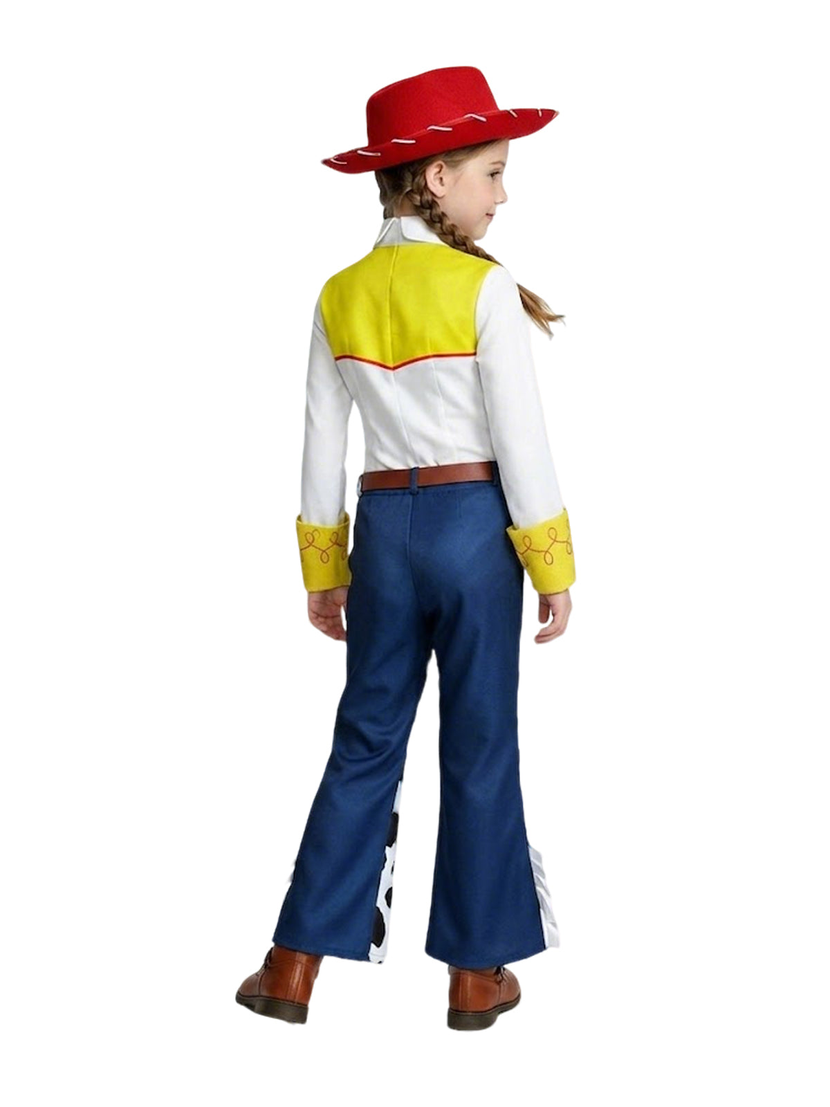 Western Cowgirl Costume 4 Piece Cow Print Set Red Hat - Image 2