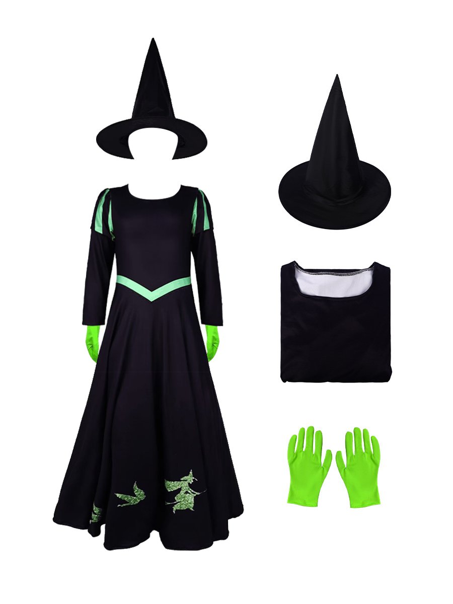 Womens 3 Piece Witch Costume Puff Sleeve - Image 6