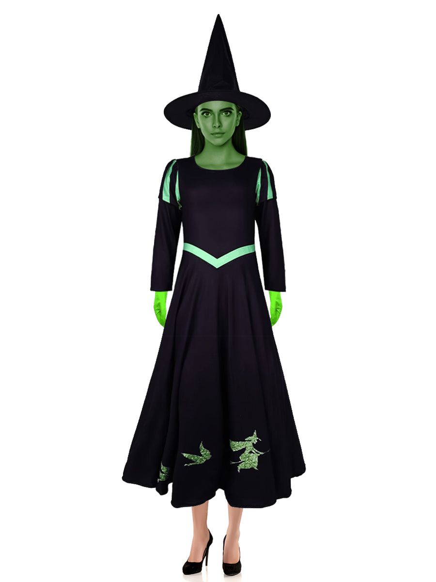 Womens 3 Piece Witch Costume Puff Sleeve