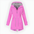 Womens Hooded Waterproof Rain Jacket Drawstring Waist