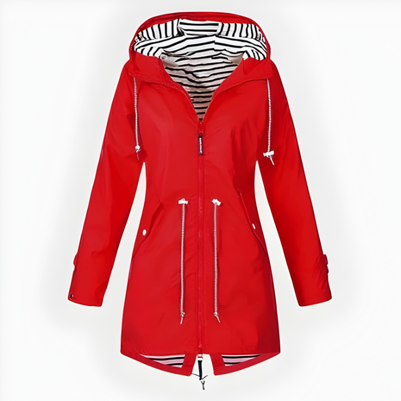 Womens Hooded Waterproof Rain Jacket Drawstring Waist - Image 3