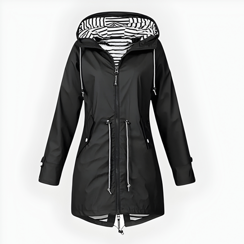 Womens Hooded Waterproof Rain Jacket Drawstring Waist - Image 7